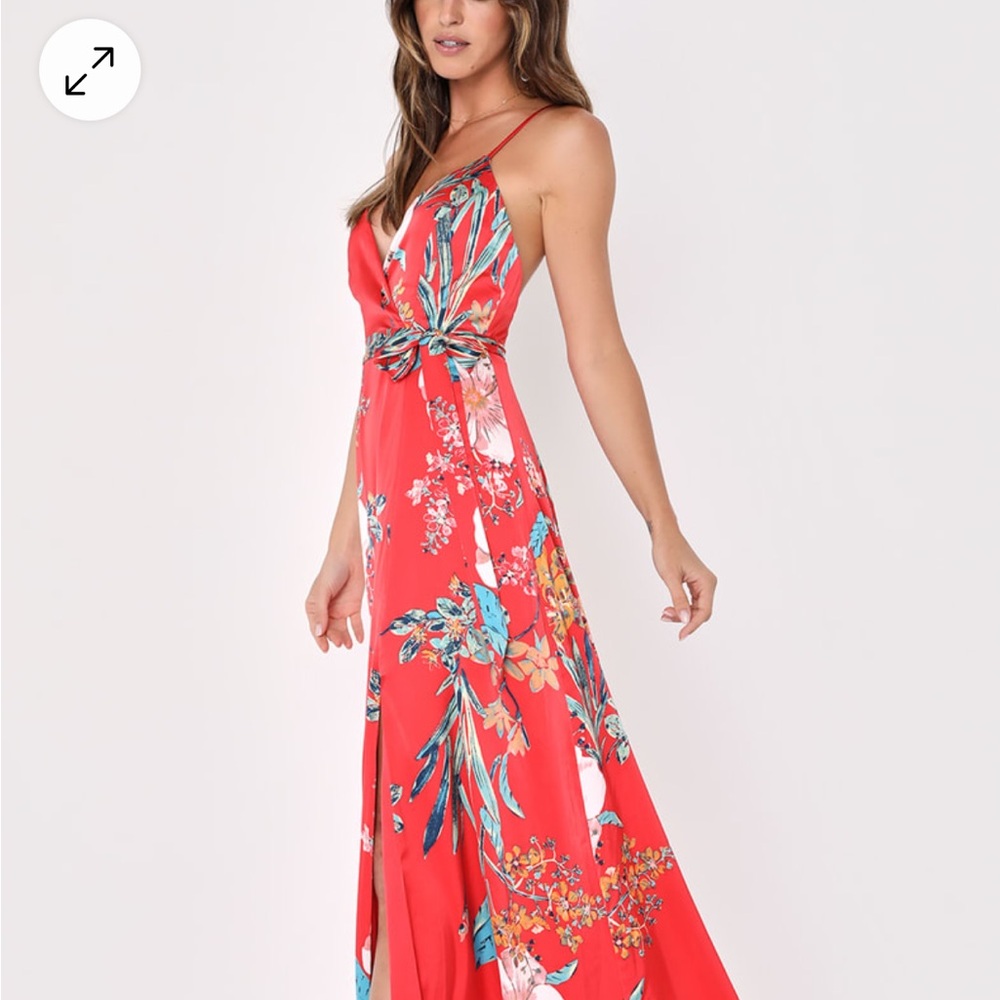 Lulu's Red Floral Maxi Dress